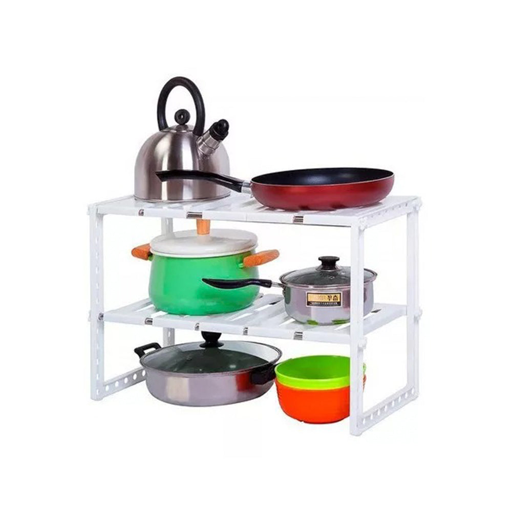 Organizador Rack De Cozinha Multiuso Ajustavel Decoteam Branco