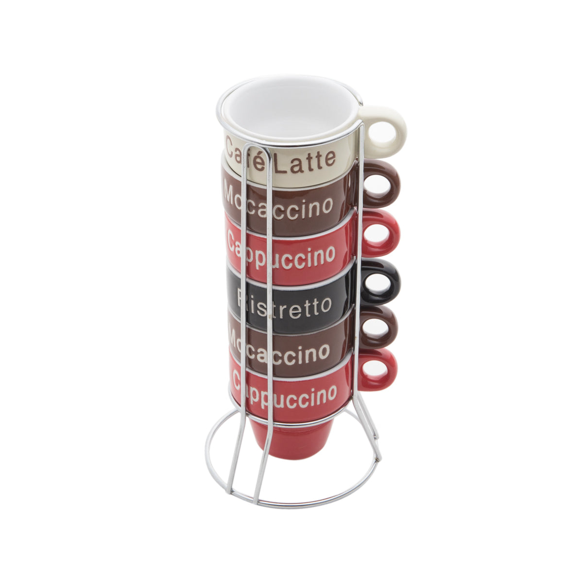 Conjunto 6 XÍCaras De Café Em Porcelana Com Suporte Names 70ML Bon Gourmet