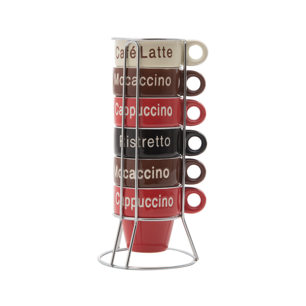 Conjunto 6 XÍCaras De Café Em Porcelana Com Suporte Names 70ML Bon Gourmet