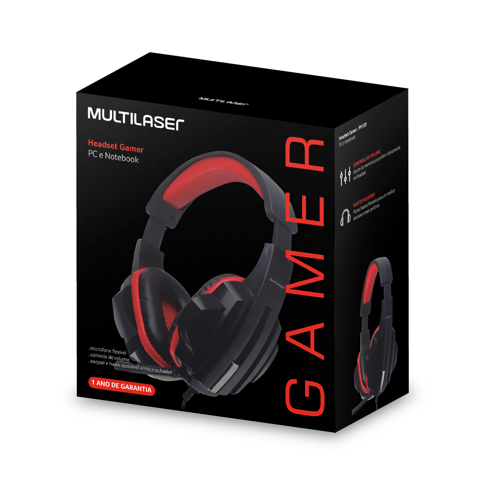 Headset Multilaser Gamer Cabo Nylon Conector P2 Ph120