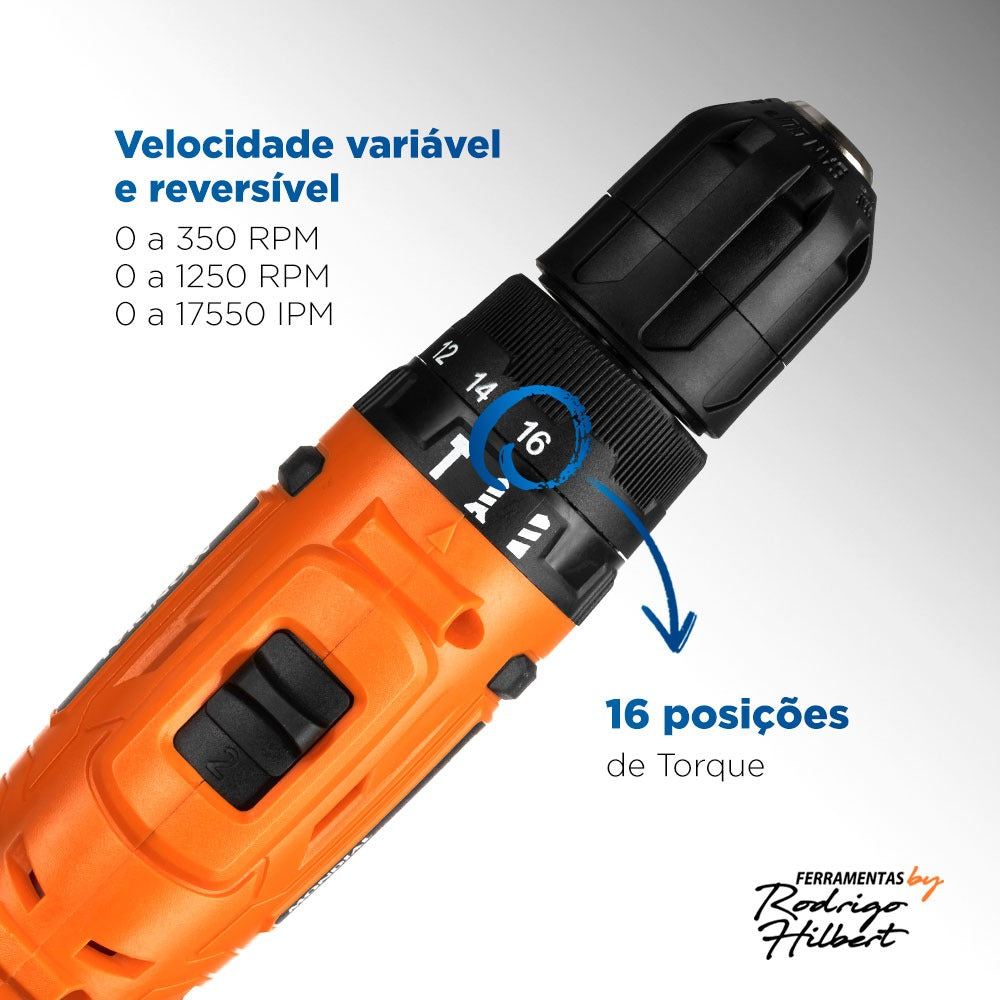 Parafusadeira e Furadeira Mondial PI Rh 01M Com Maleta Bivolt