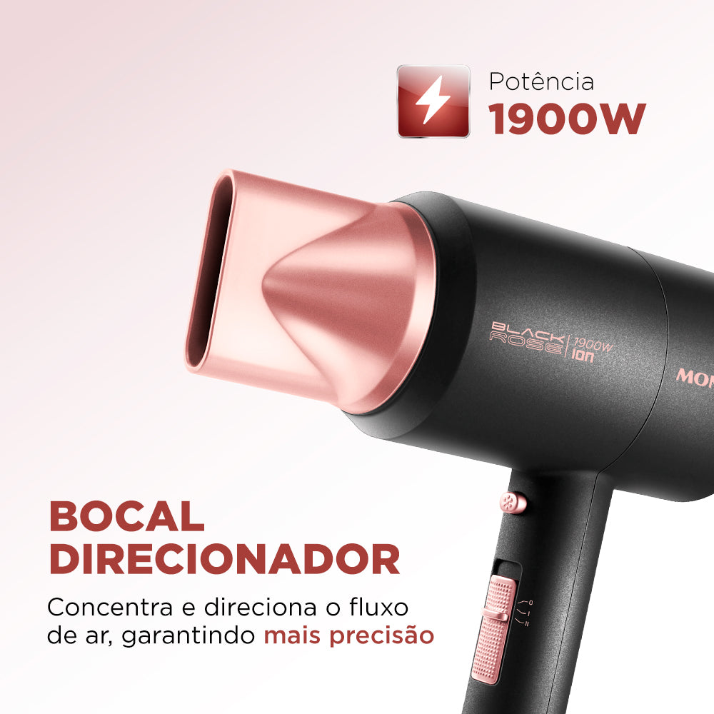 Secador de Cabelo Mondial Turbo SC-38 Preto e Rosa 1900w