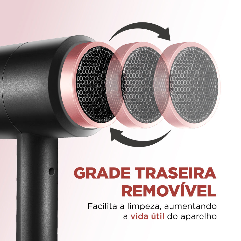 Secador de Cabelo Mondial Turbo SC-38 Preto e Rosa 1900w