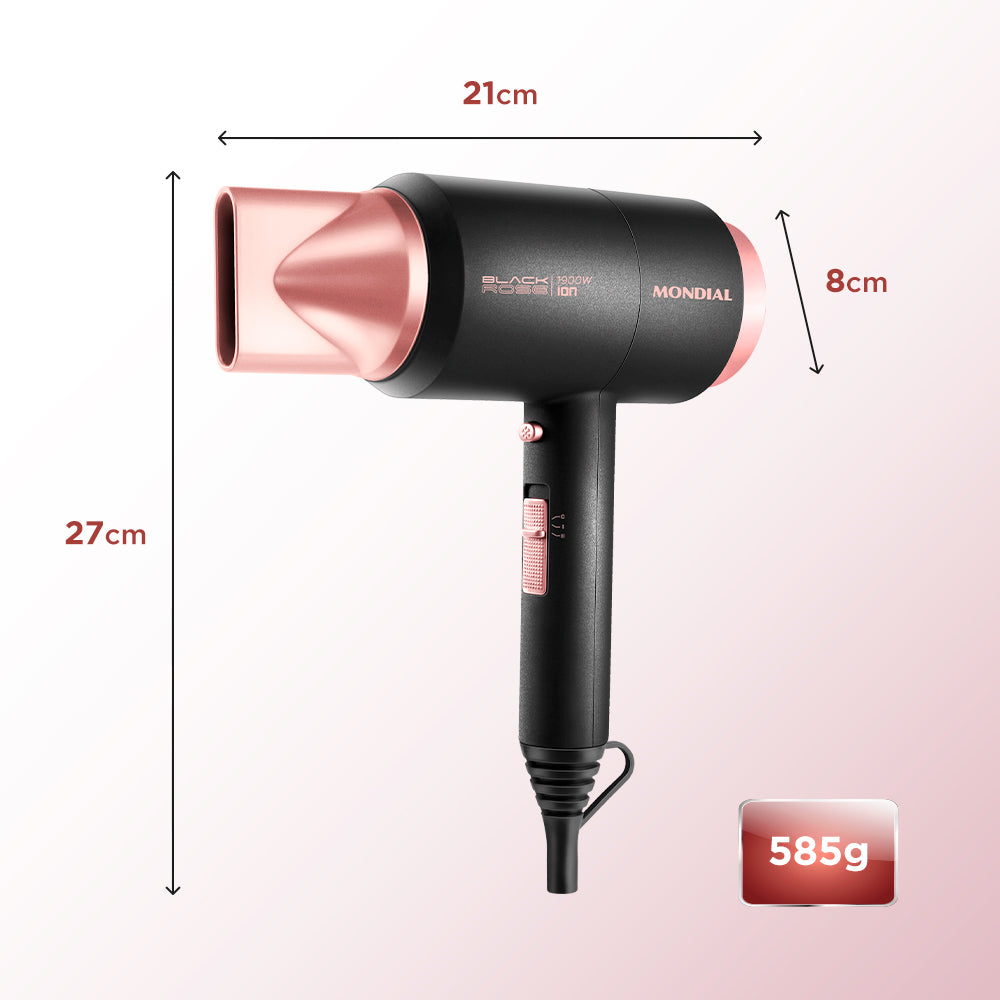 Secador de Cabelo Mondial Turbo SC-38 Preto e Rosa 1900w